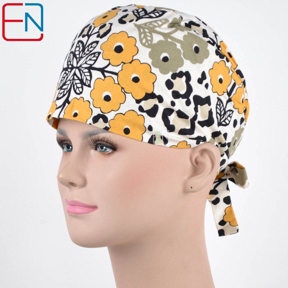 Matin scrub hats for female doctors and nurses 100% cotton print  fibre free shipping