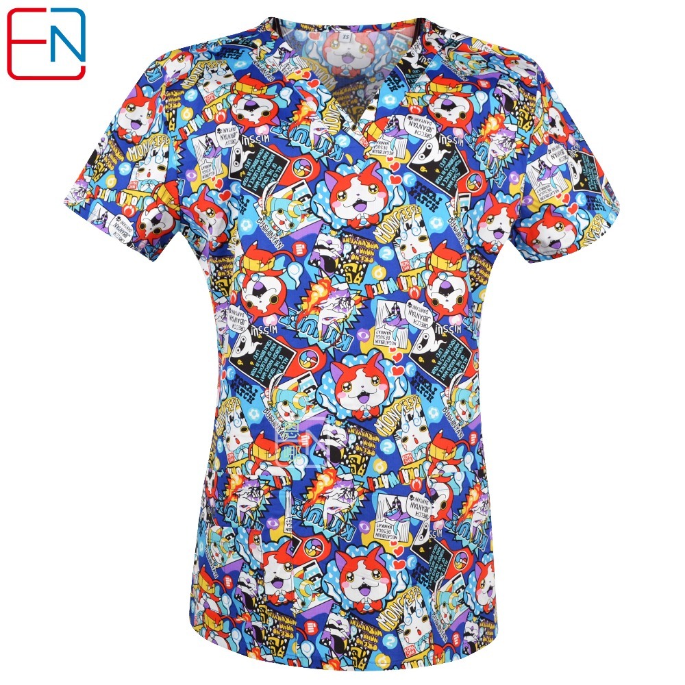 180505 NEW Hennar women scrub top with V neck T/C surgical scrubs top limited surgical scrub tops