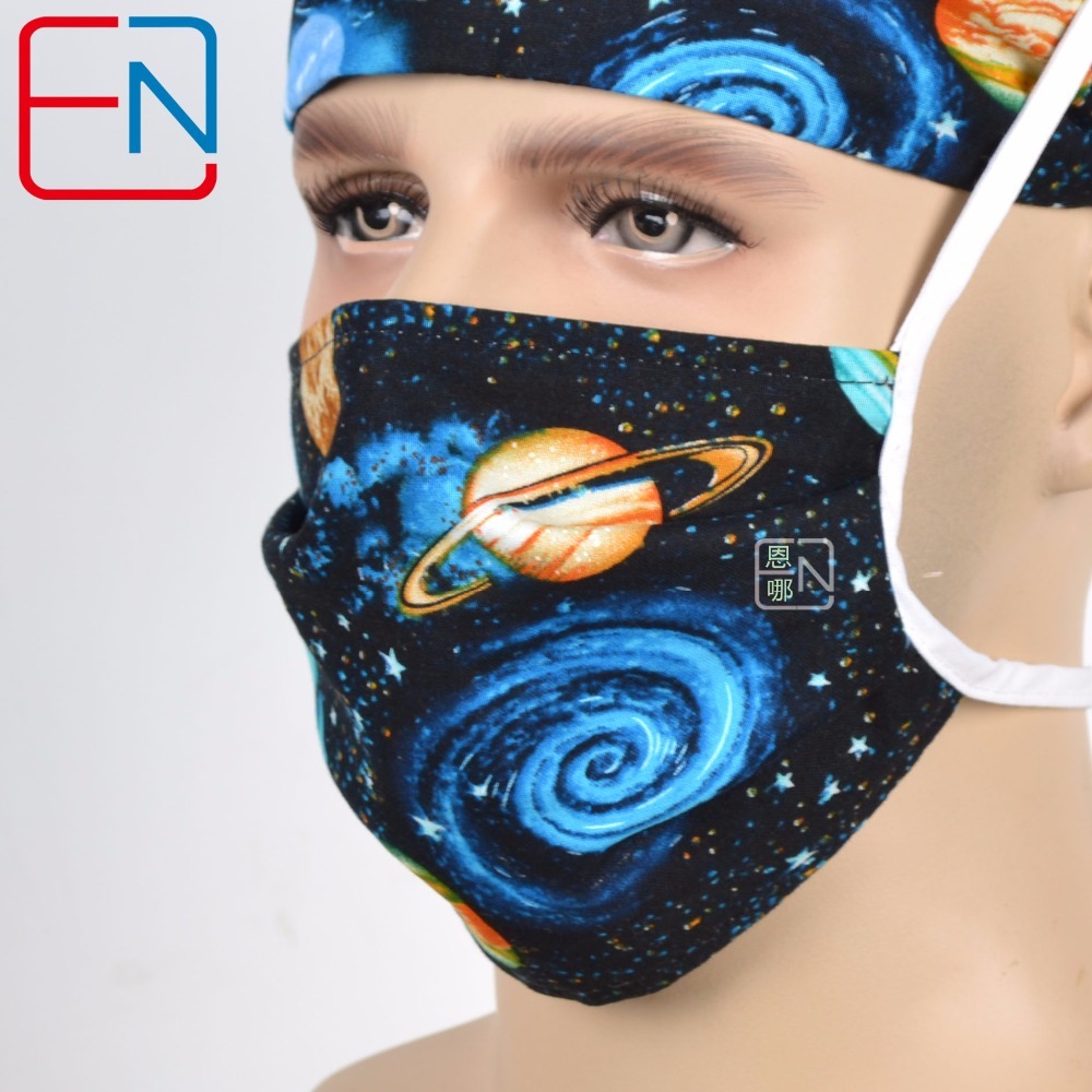 New Surgical Caps Medical Newly Surgical Scrub Caps Mask For Men Women With Sweatband 100% Cotton Medical Caps Printed Unisex