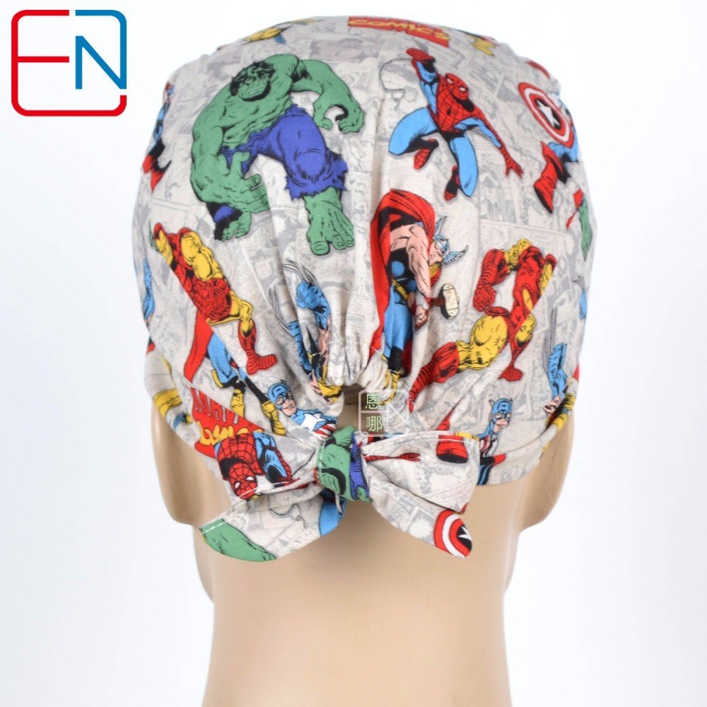 New Surgical Caps Medical Newly Surgical Scrub Caps Mask For Men Women With Sweatband 100% Cotton Medical Caps Printed Unisex