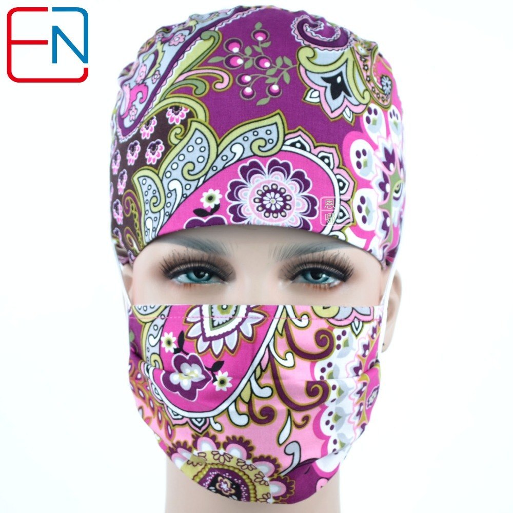 long hair surgical cap for doctors and nurses special hat and cap cotton printed cap  free shipping