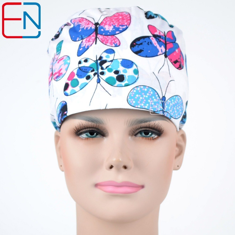 high quality surgical caps for long hair butterfly