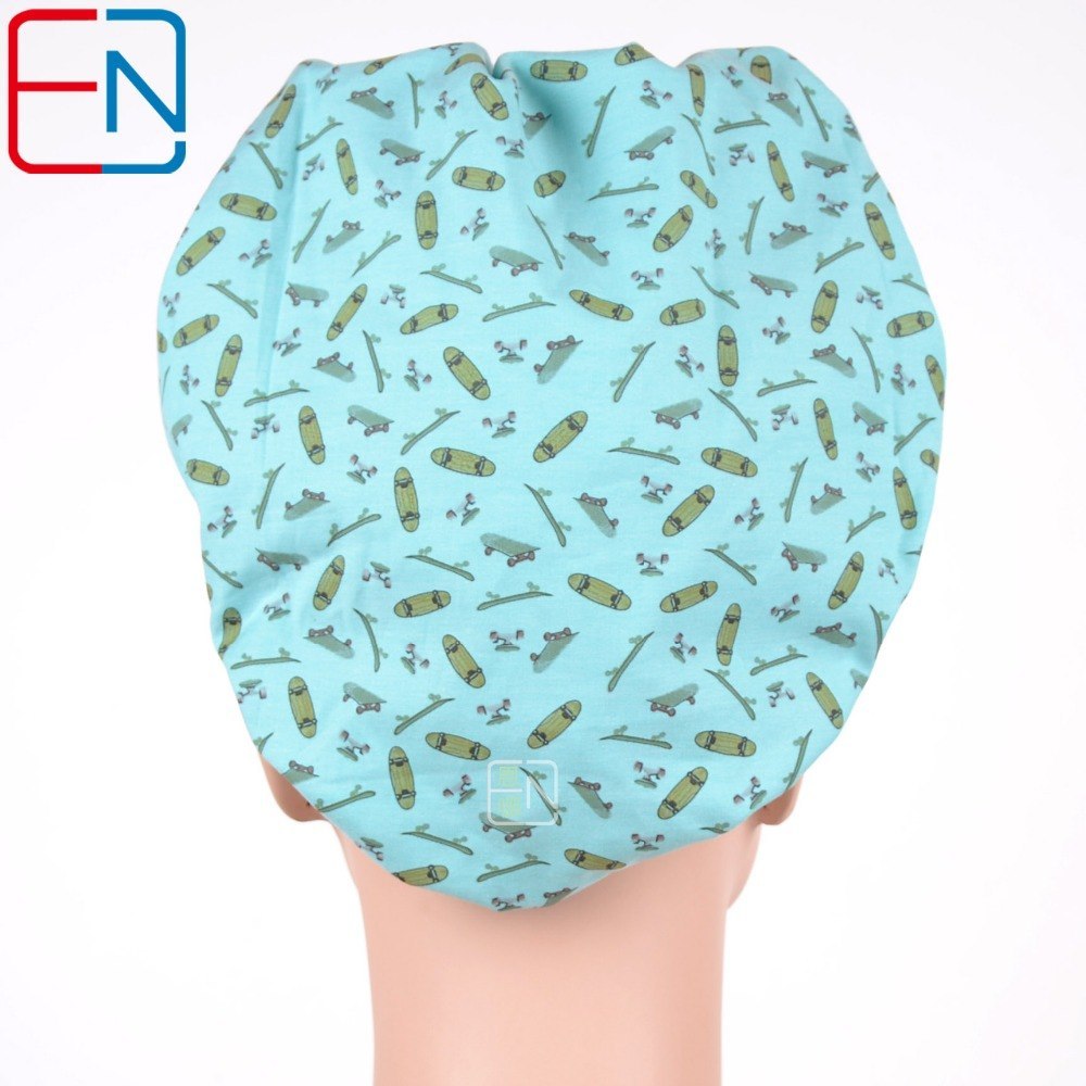 5 prints medical bouffant caps one size adjustable cook cap,chef caps,scrub caps 100% cotton
