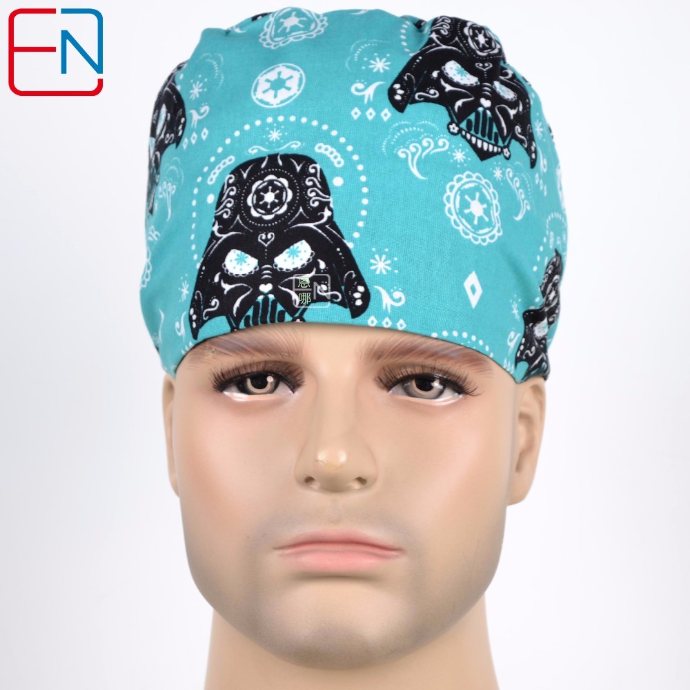 New Surgical Caps Medical Newly Surgical Scrub Caps Mask For Men Women With Sweatband 100% Cotton Medical Caps Printed Unisex