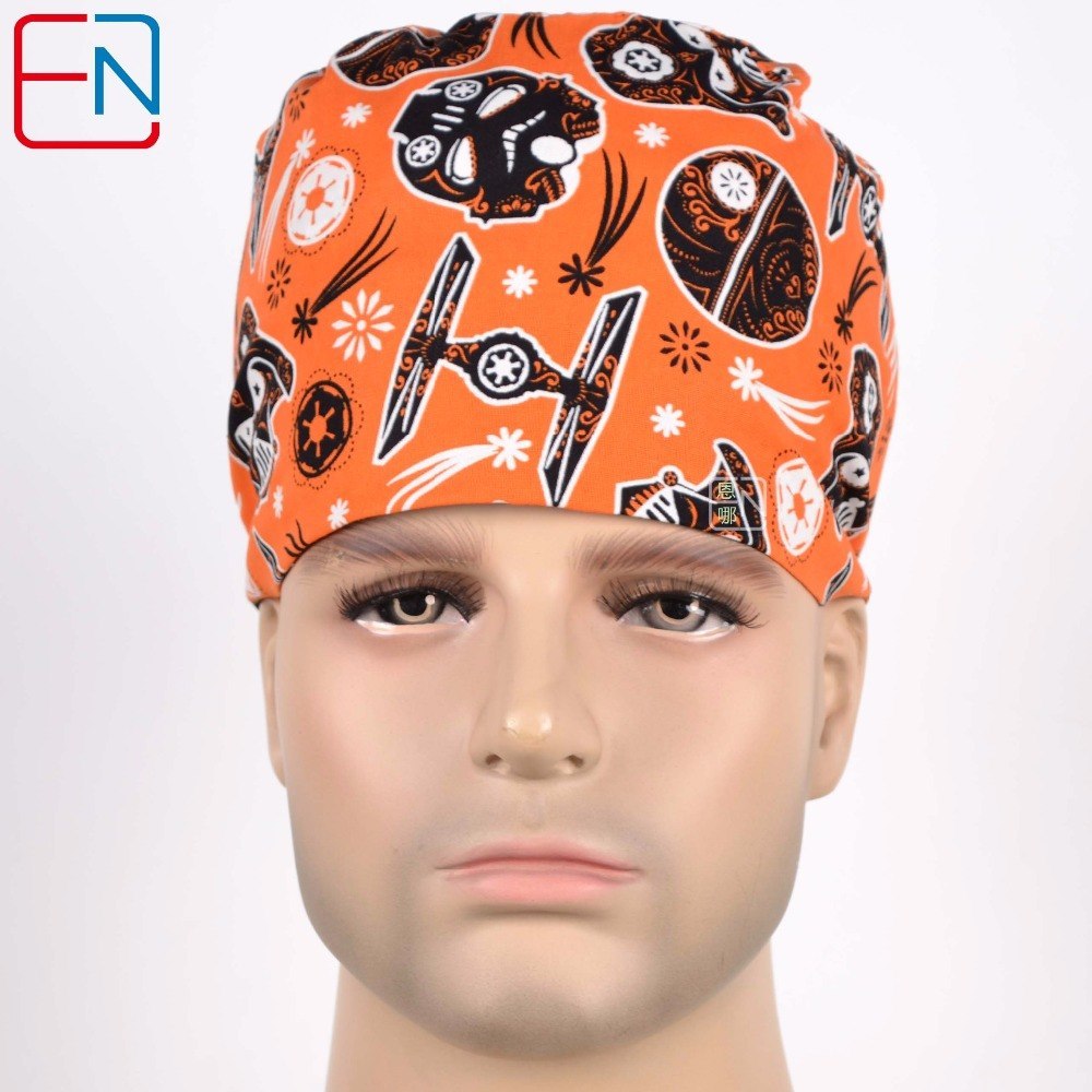 New Surgical Caps Medical Newly Surgical Scrub Caps Mask For Men Women With Sweatband 100% Cotton Medical Caps Printed Unisex