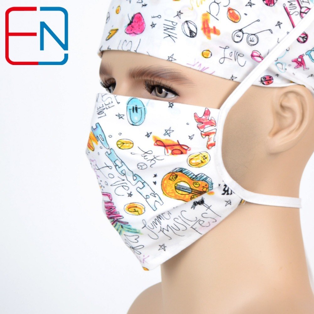 10 Prints Hennar Medical Scrub Cap MEN AND WOMEN 100% Cotton With Sweatband