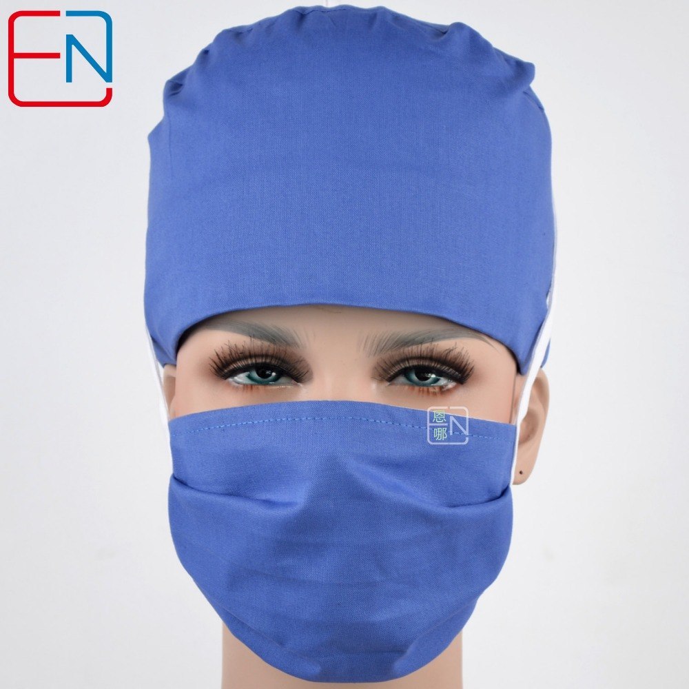 Hennar surgical caps for doctors and nurses caps,100% cotton scrub caps in Ceil blue