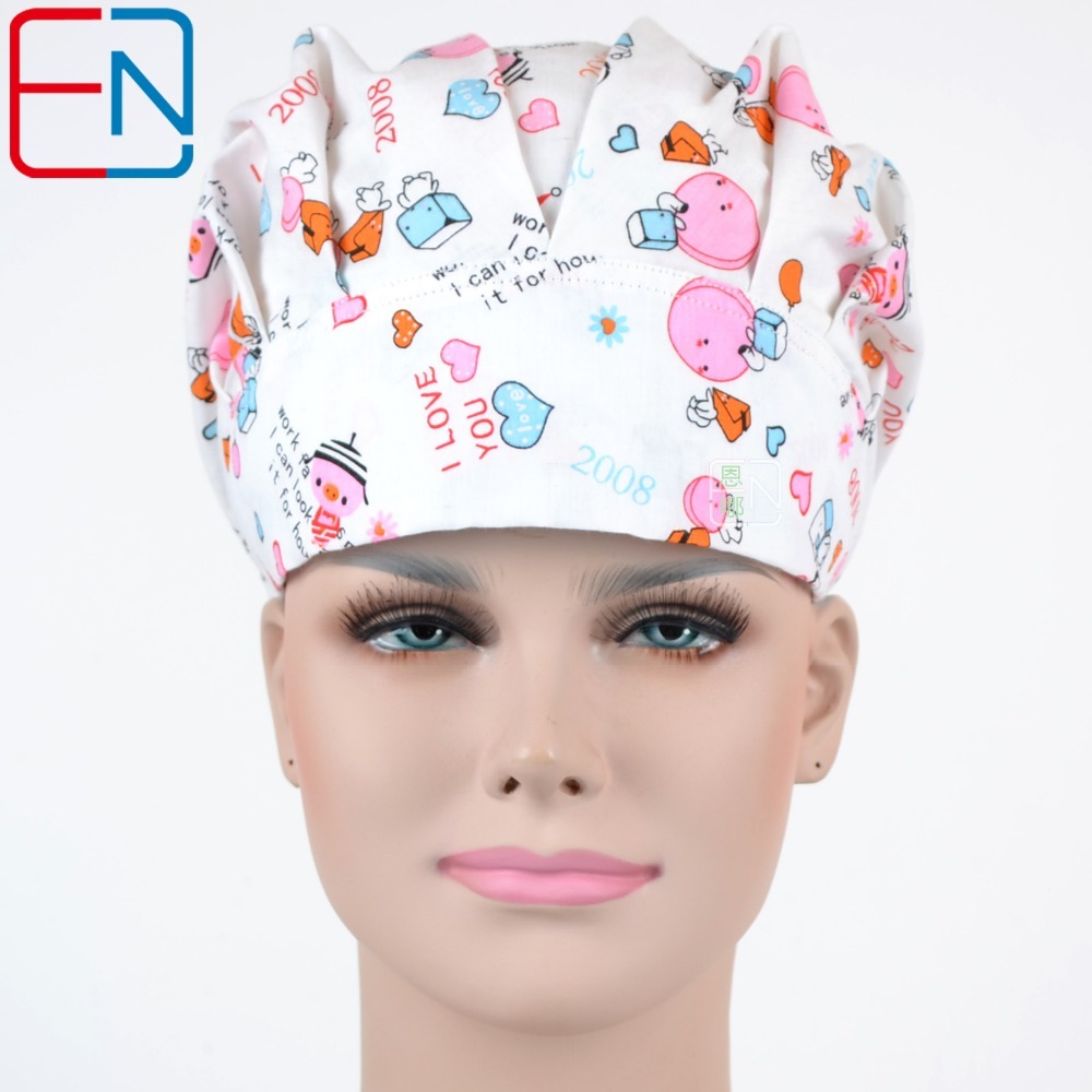 NEW Matin Surgical caps doctors and nurses cap and printed cotton cap long hair bouffant hat Violet League