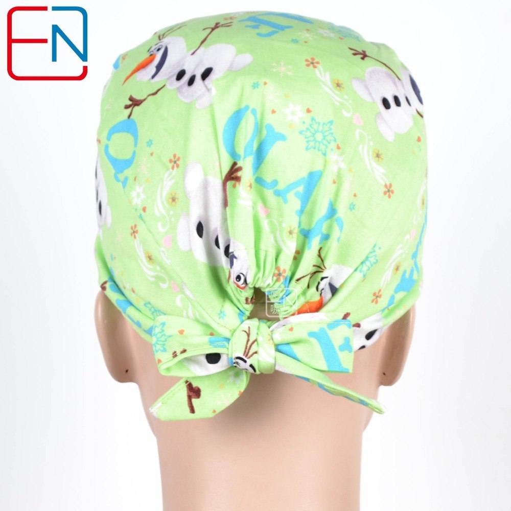New Cotton Scrub Caps Mask WOMEN Hospital Medical Hats Cartoon Print Tieback Adjustable Cotton WOMEN Surgical Caps Masks