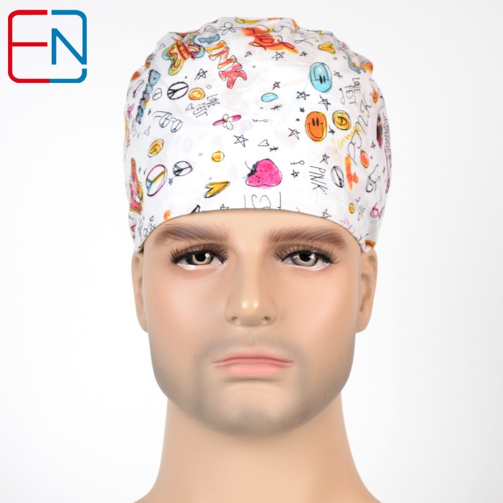 10 Prints Hennar Medical Scrub Cap MEN AND WOMEN 100% Cotton With Sweatband