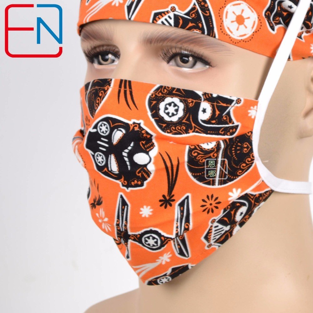 Factory Sales directly big sales medical scrubs in different patterns ,surgical caps 3 sizes scrub caps heiwushihuang