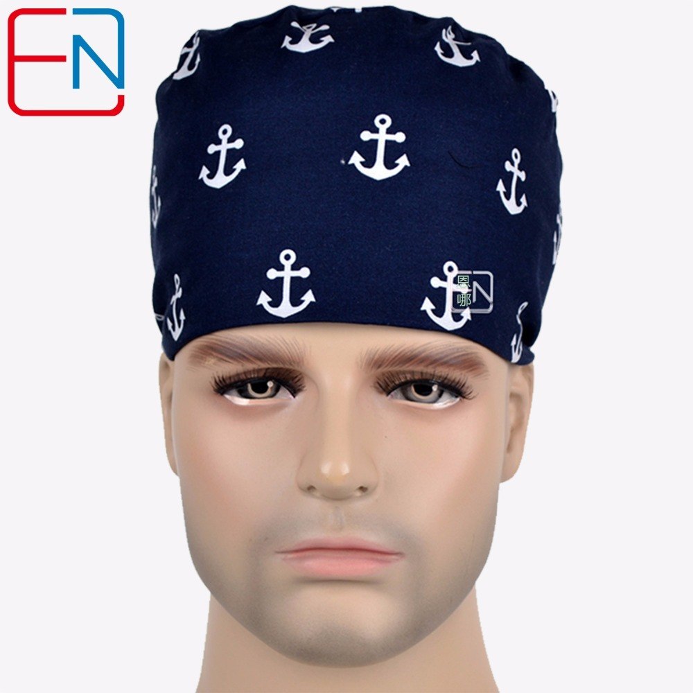 Surgical caps for doctors and nurses 100% cotton Cap and short hair with Sweatbands