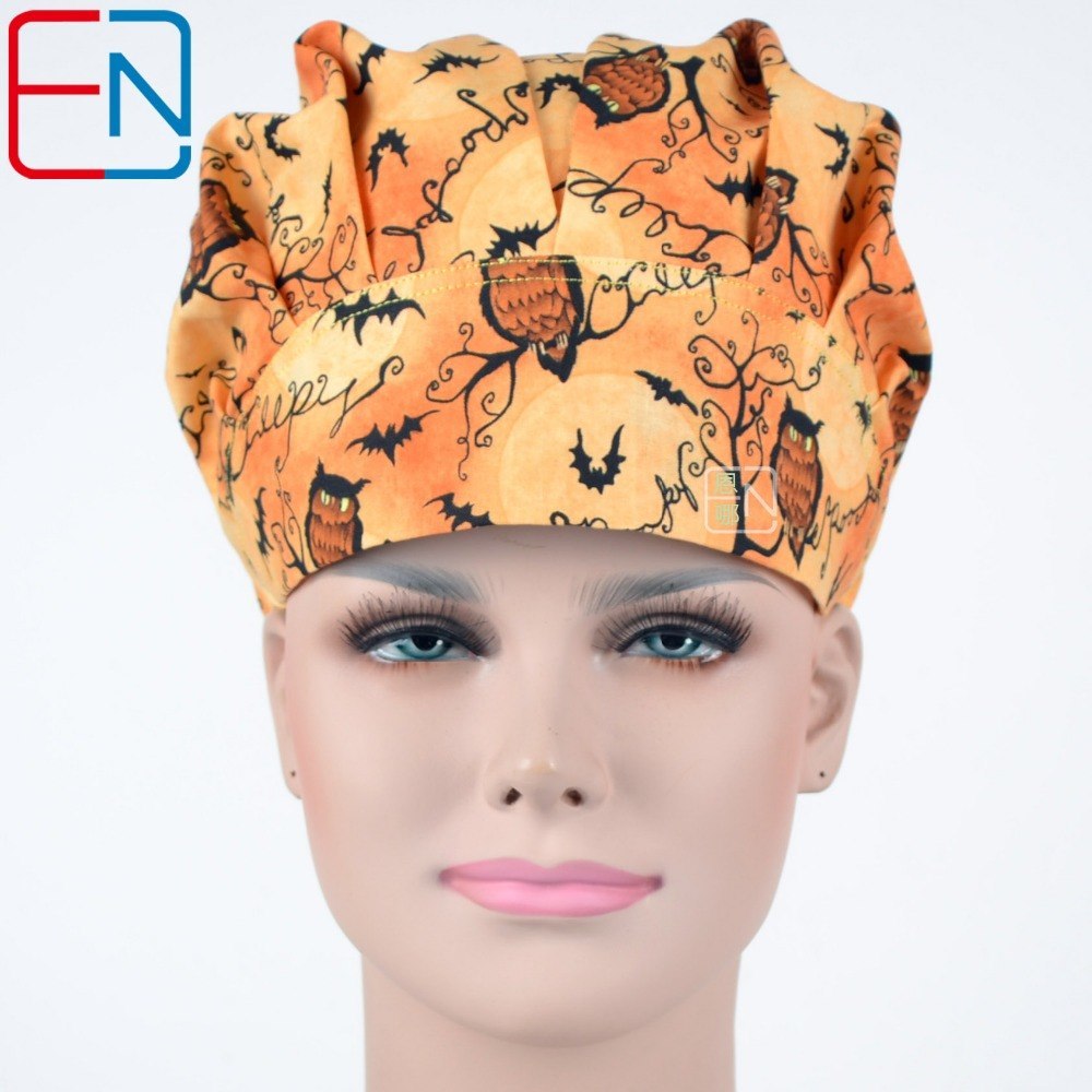 Promotion  Surgical bouffant caps for women with pattern 100% cotton materials