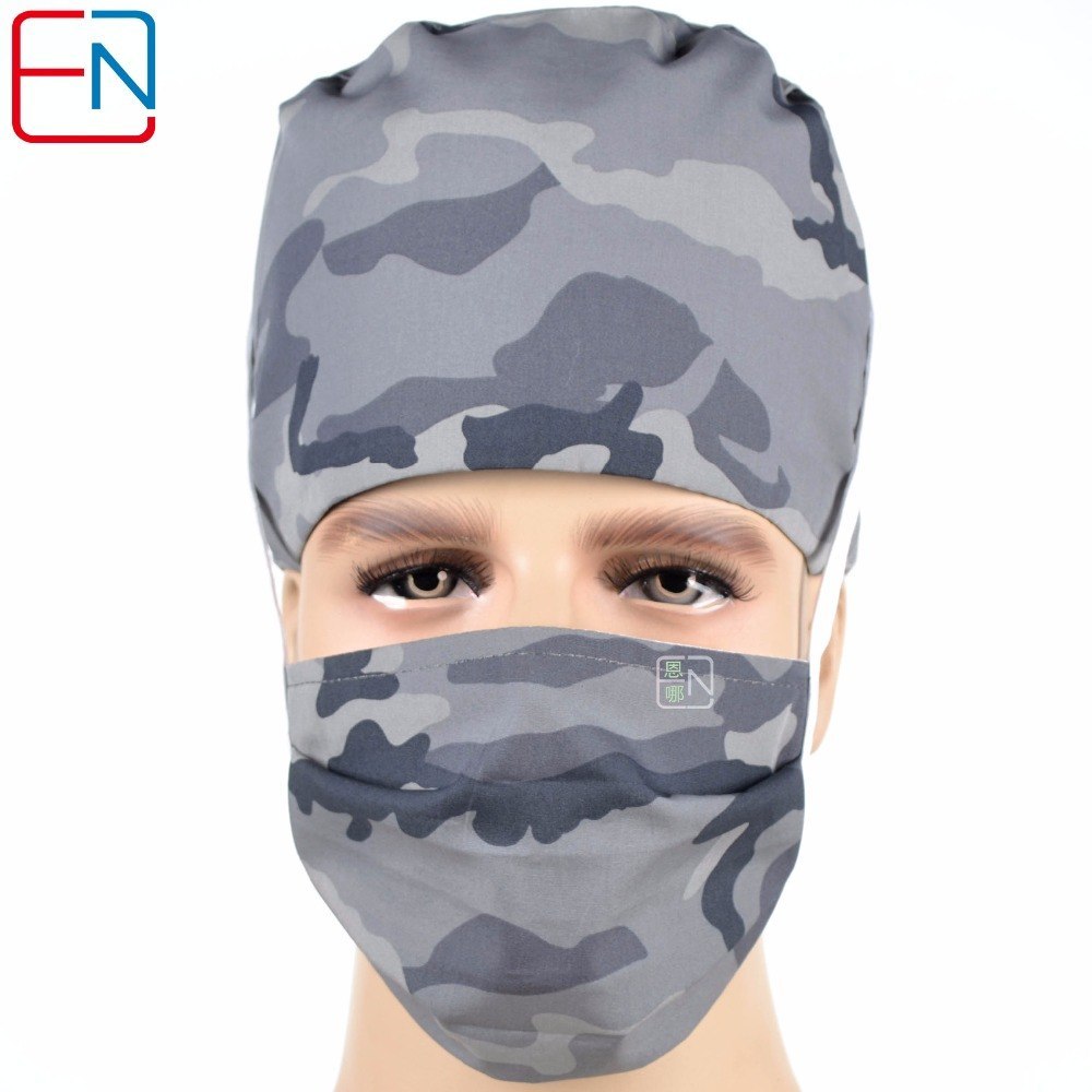 Men medical caps,male surgical caps,men doctor caps,scrub caps in grey camouflage