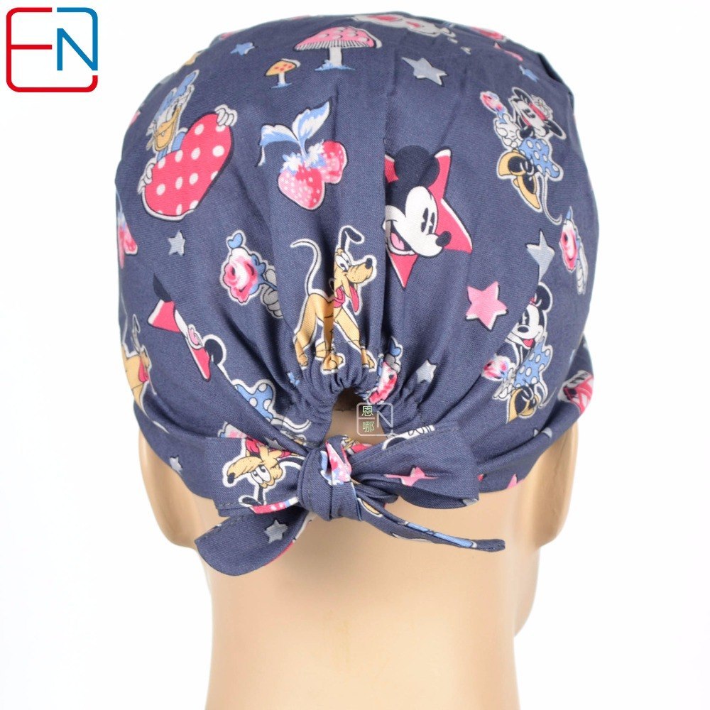 Men surgical caps in grey mickey minnie