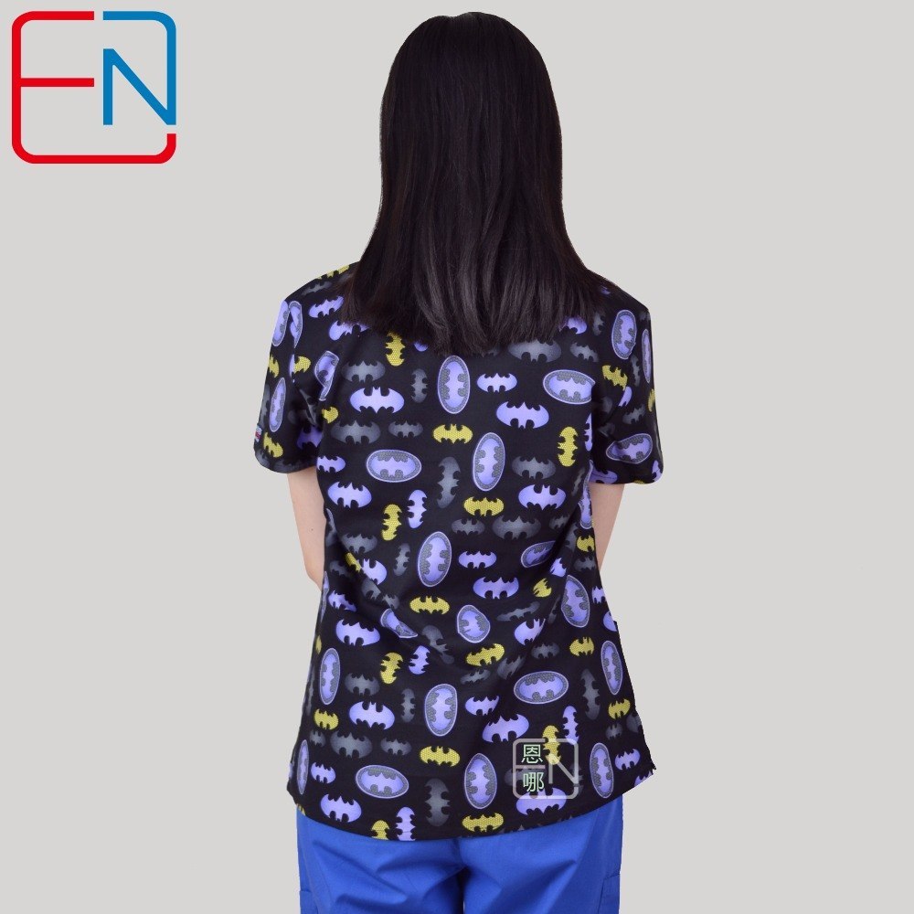Brand medical scrub tops for women surgical scrubs,scrub uniform in 100% print cotton Chengse maotouying