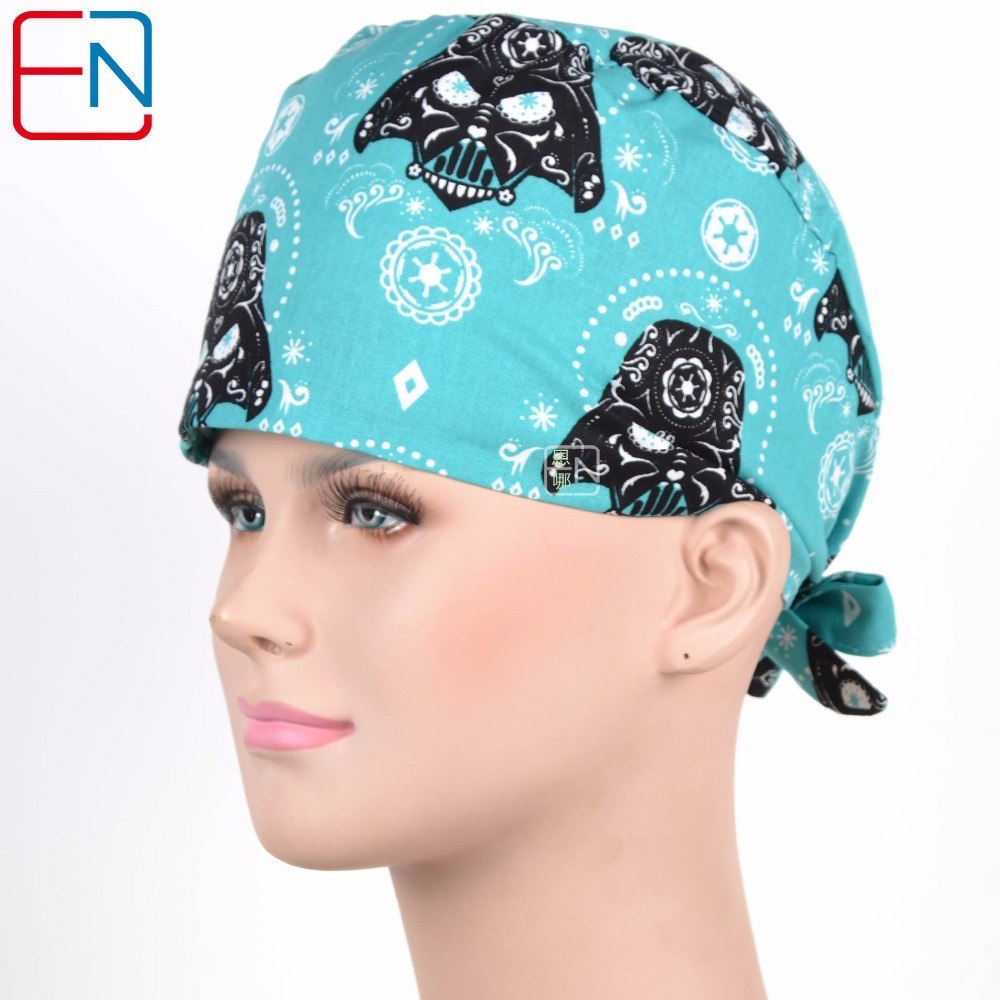 New Surgical Caps Medical Newly Surgical Scrub Caps Mask For Men Women With Sweatband 100% Cotton Medical Caps Printed Unisex