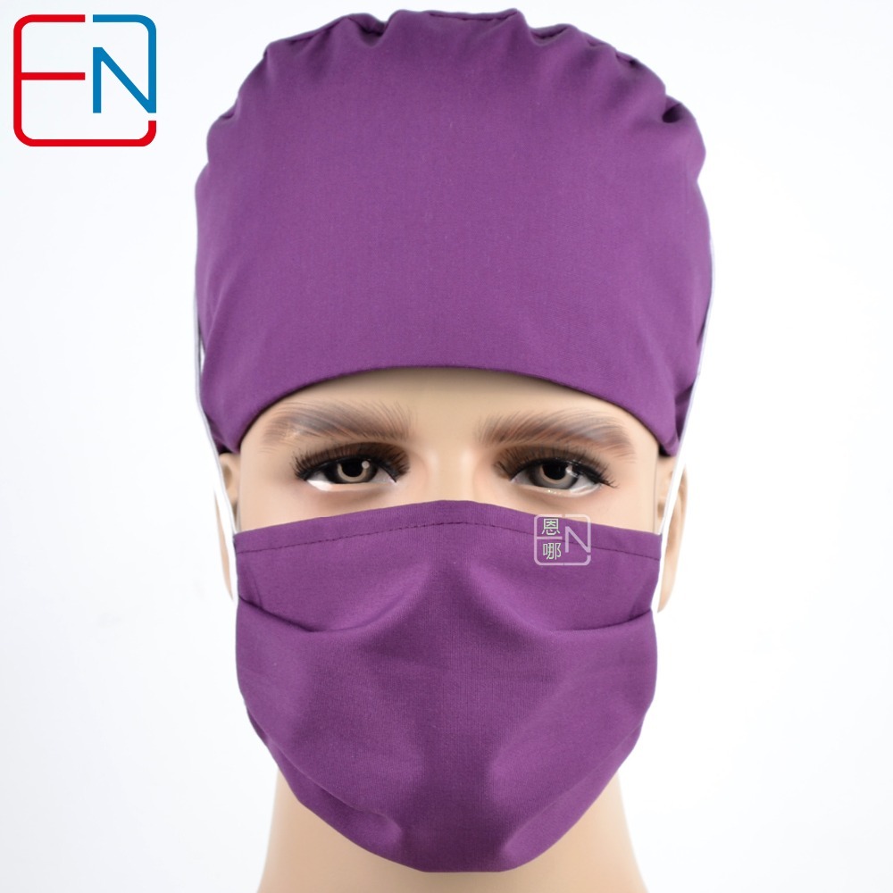 Hennar surgical cap  doctors and nurses cap cotton hat with short hair apply a solid color T/C