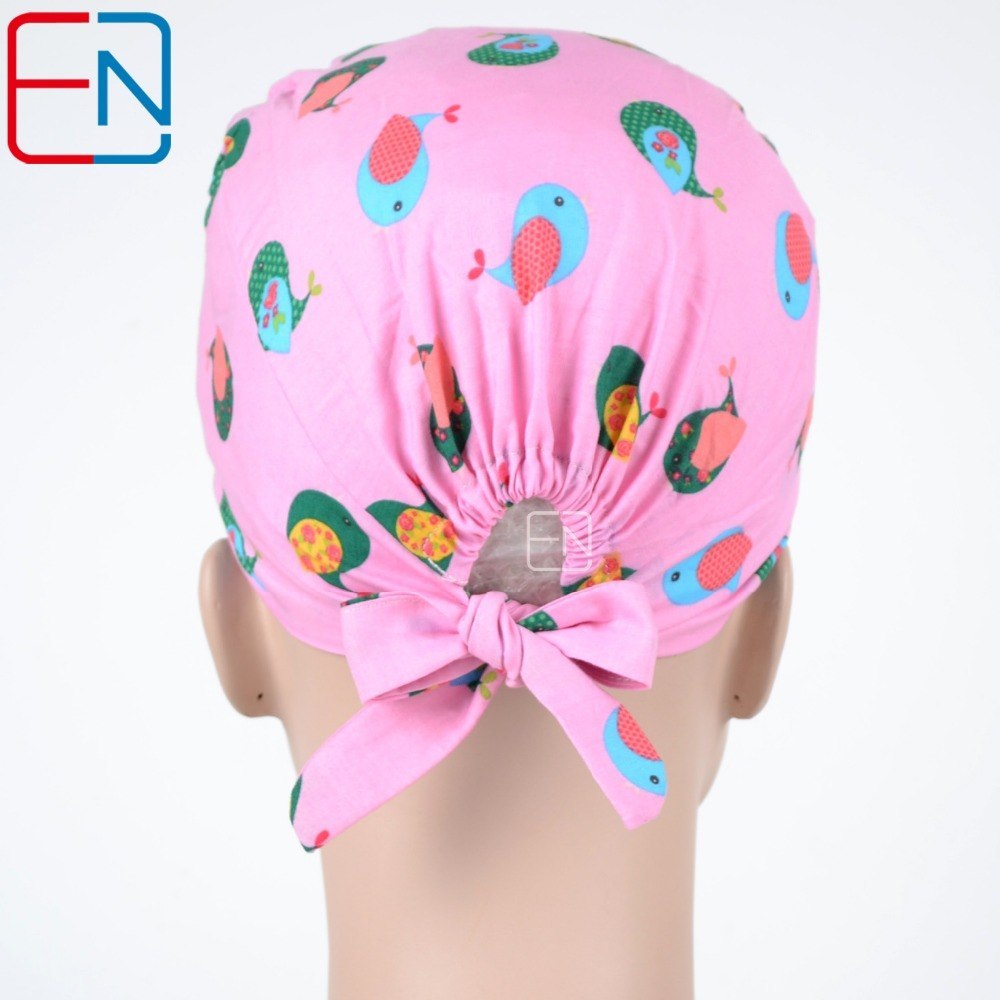 flowers pattern medical scrub caps for long hair   Chhnang