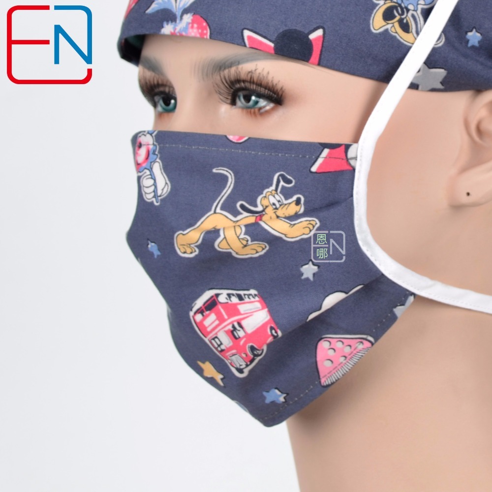 Men surgical caps in grey mickey minnie