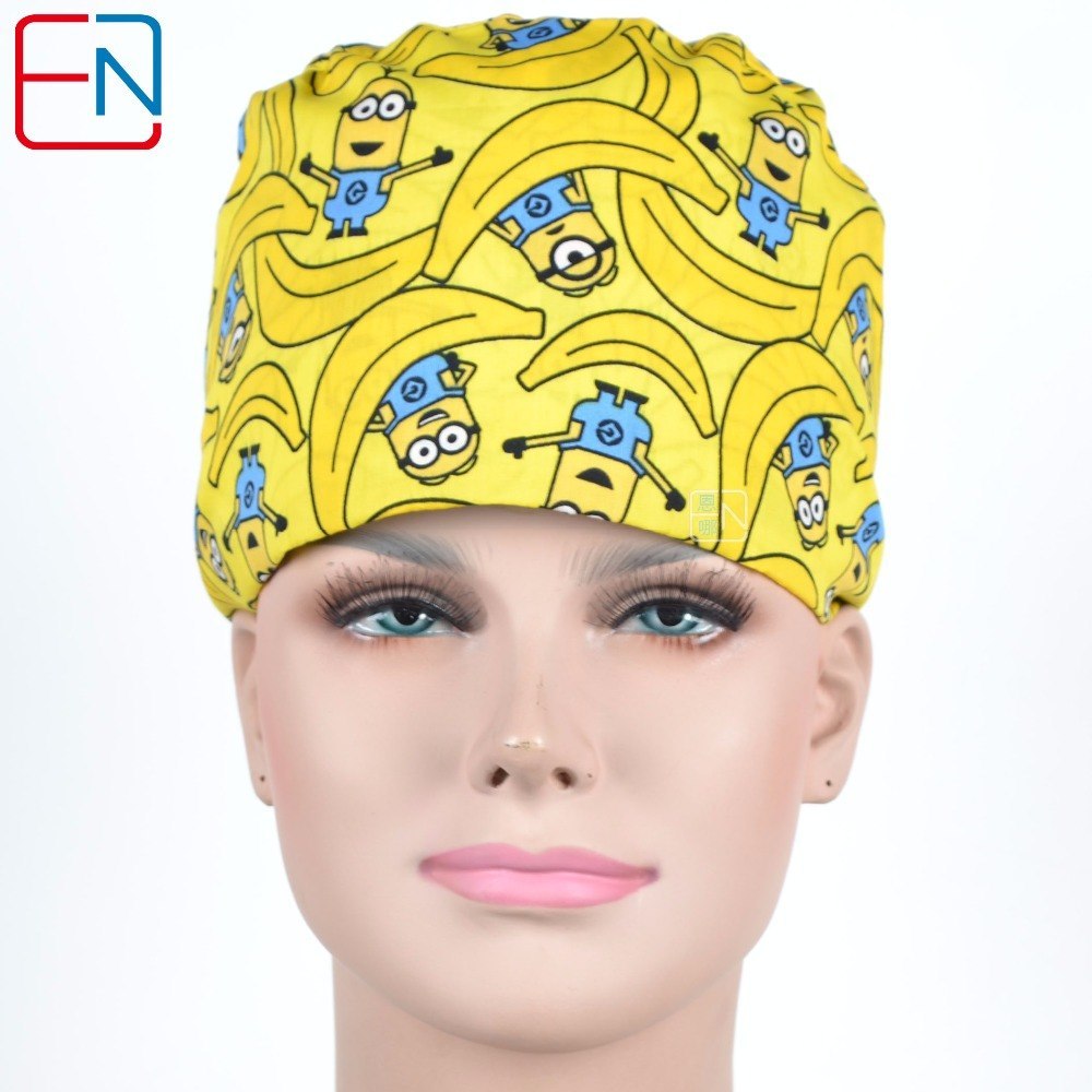 Factory Sales directly big sales medical scrubs in different patterns ,surgical caps 3 sizes scrub caps xiangjiaoren