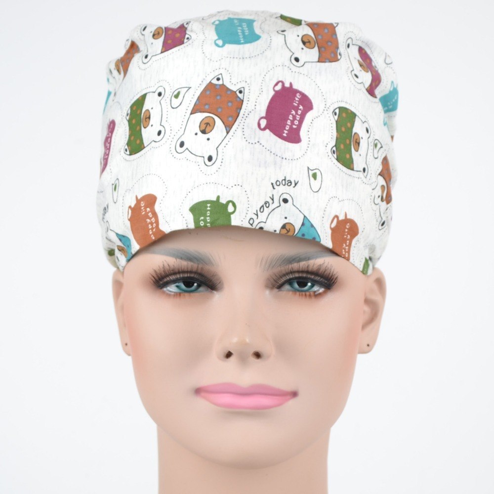 surgical scrub caps ,  100% cotton with sweatband medical caps scrub caps