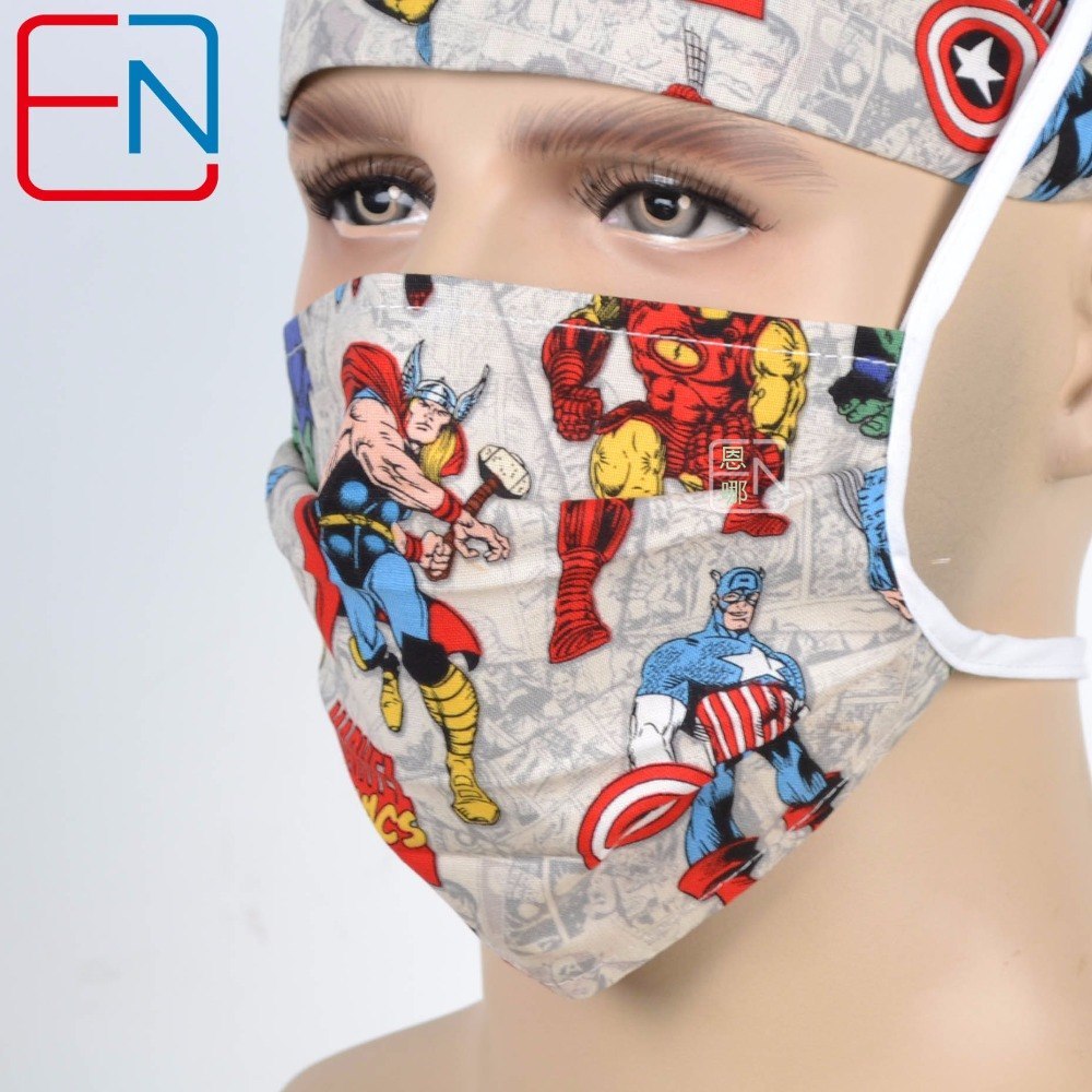 New Surgical Caps Medical Newly Surgical Scrub Caps Mask For Men Women With Sweatband 100% Cotton Medical Caps Printed Unisex