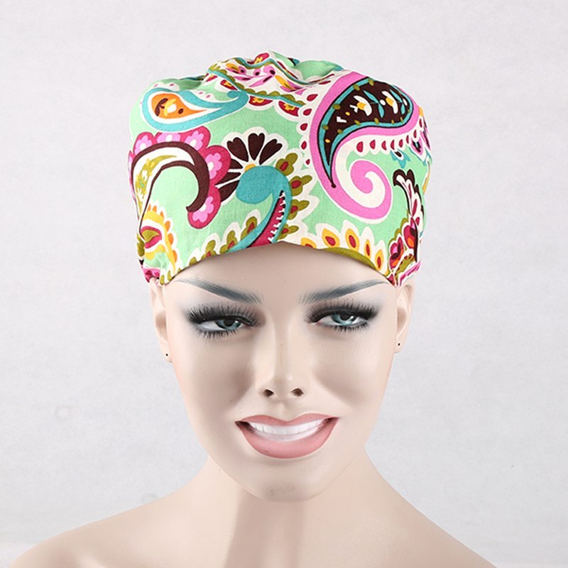 medical scrub caps with sweatband in 100% cotton