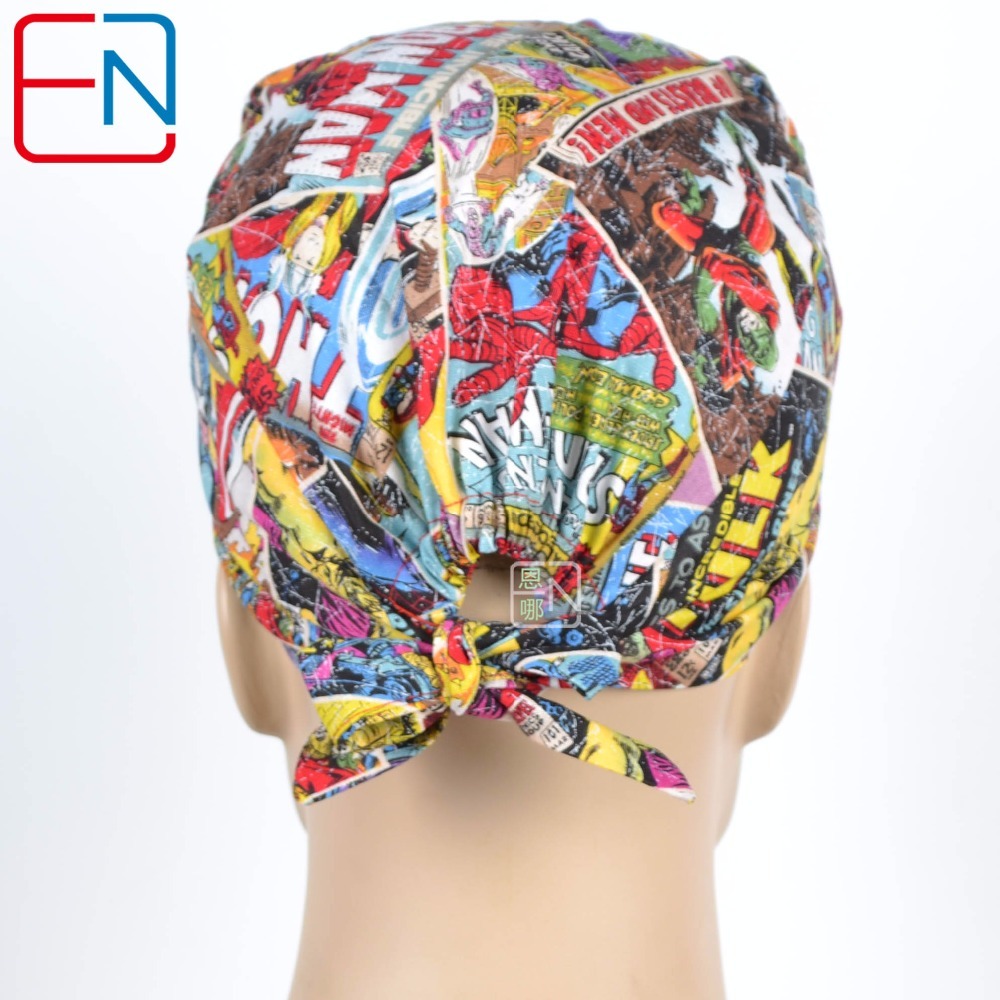 New Surgical Caps Medical Newly Surgical Scrub Caps Mask For Men Women With Sweatband 100% Cotton Medical Caps Printed Unisex