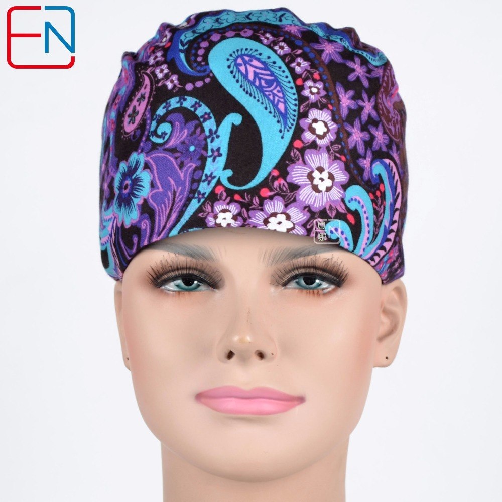 Factory Sales directly big sales medical scrubs in different patterns ,surgical caps storage clearace sale 3 sizes scrub caps 