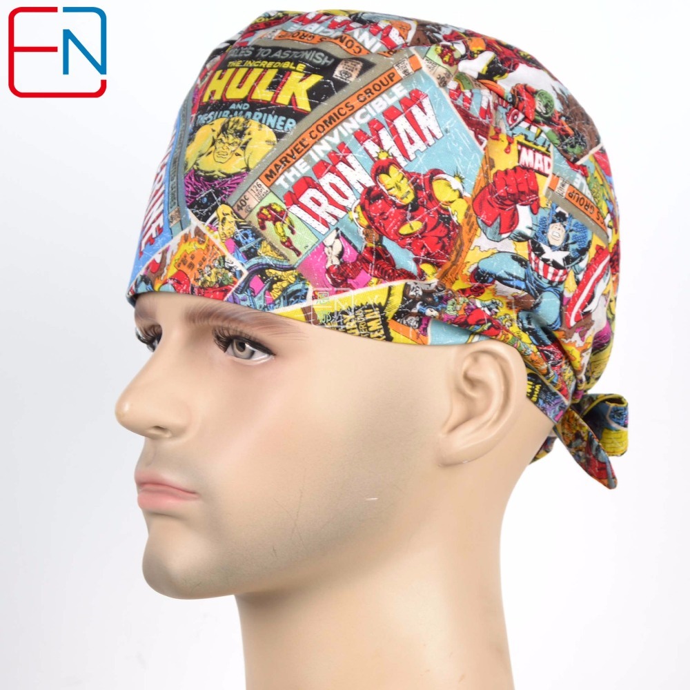 New Surgical Caps Medical Newly Surgical Scrub Caps Mask For Men Women With Sweatband 100% Cotton Medical Caps Printed Unisex