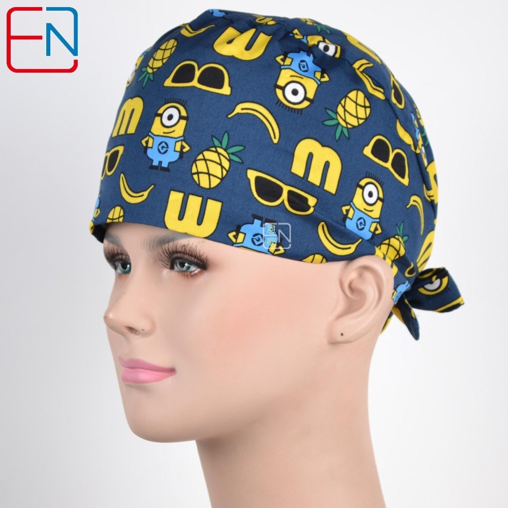Factory Sales directly big sales medical scrubs in different patterns ,surgical caps 3 sizes scrub caps Aixin huangren