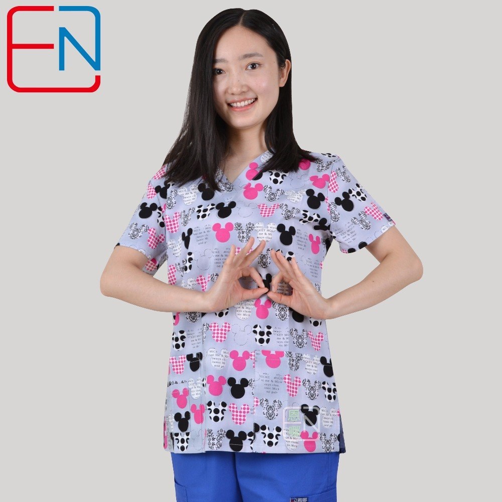 180403 NEW Hennar women scrub top with V neck 100% cotton surgical scrubs top limited surgical scrub tops