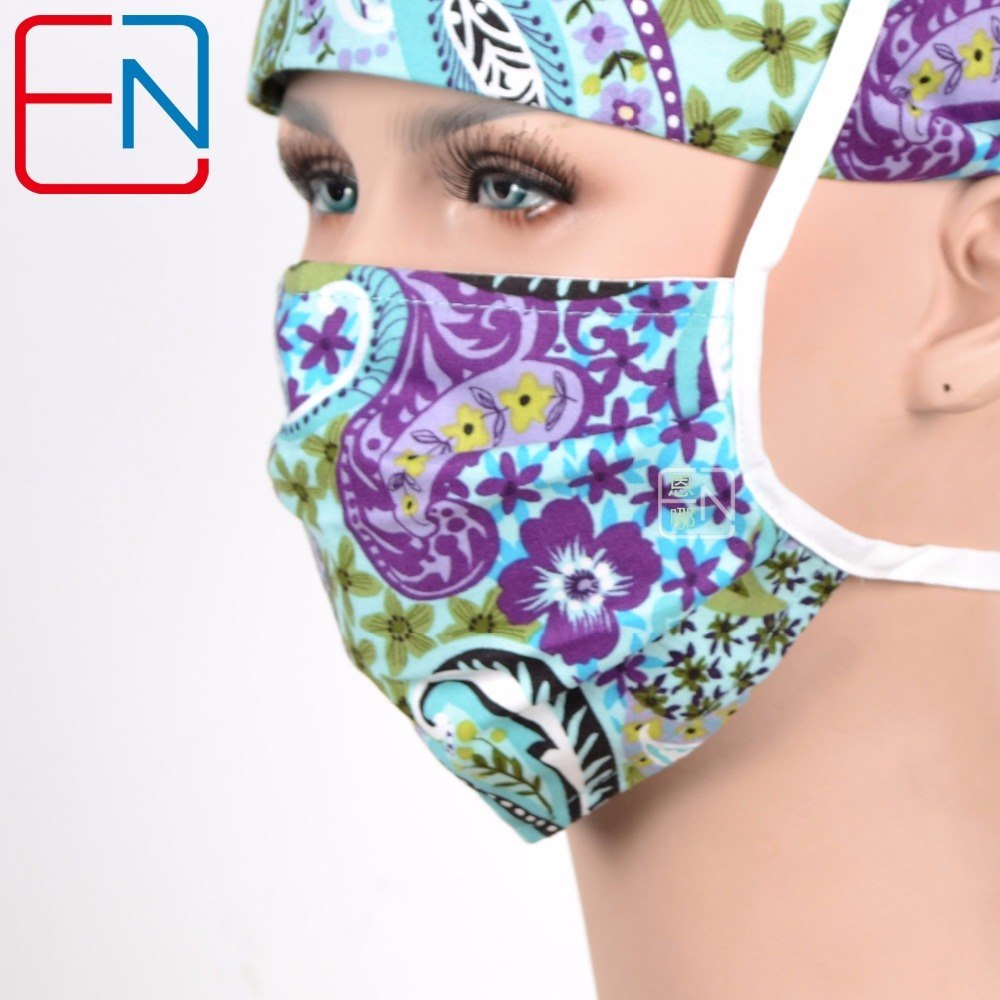 Factory Sales directly big sales medical scrubs in different patterns ,surgical caps 3 sizes scrub caps Qingyezihua