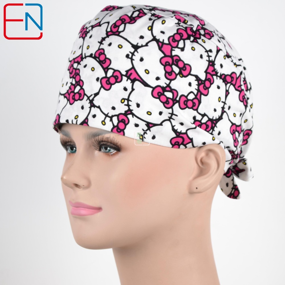 Factory Sales directly big sales medical scrubs in different patterns ,surgical caps 3 sizes scrub caps xiaowanzi