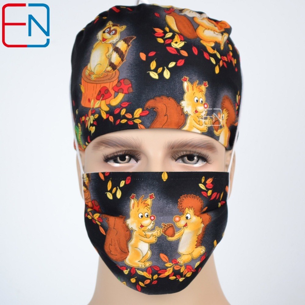 unisex surgical hats squirrel