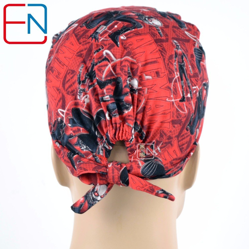 Hennar brand top quality medical caps,100% cotton with size suit for men scrub caps in red 2 sizes for choice footprint