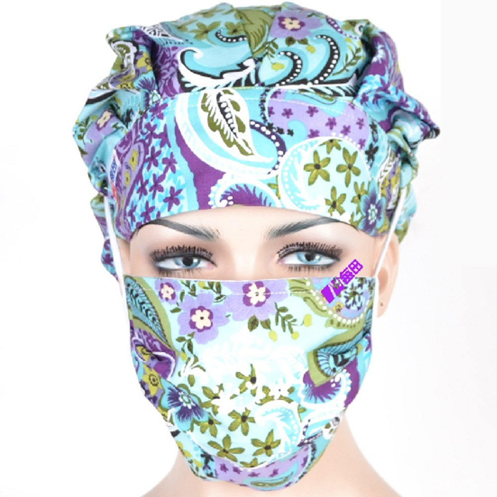 NEW Matin Surgical caps doctors and nurses cap and printed cotton cap long hair bouffant hat Nobility