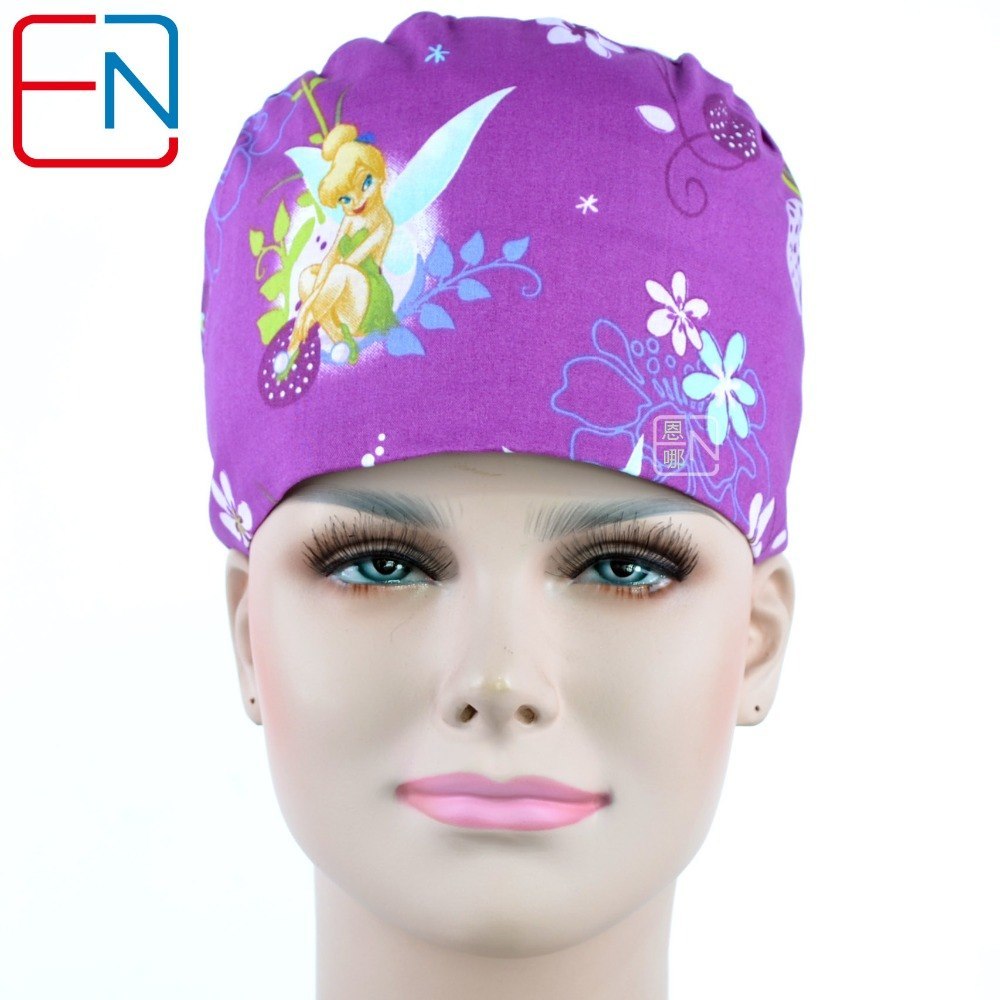 NEW  long hair medical caps 100% cotton with sweatband