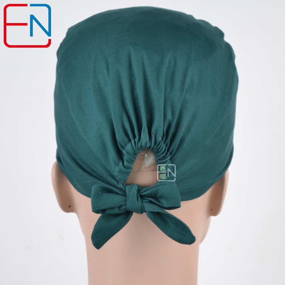 Hennar surgical caps for doctors and nurses caps,100% cotton scrub caps in dark green