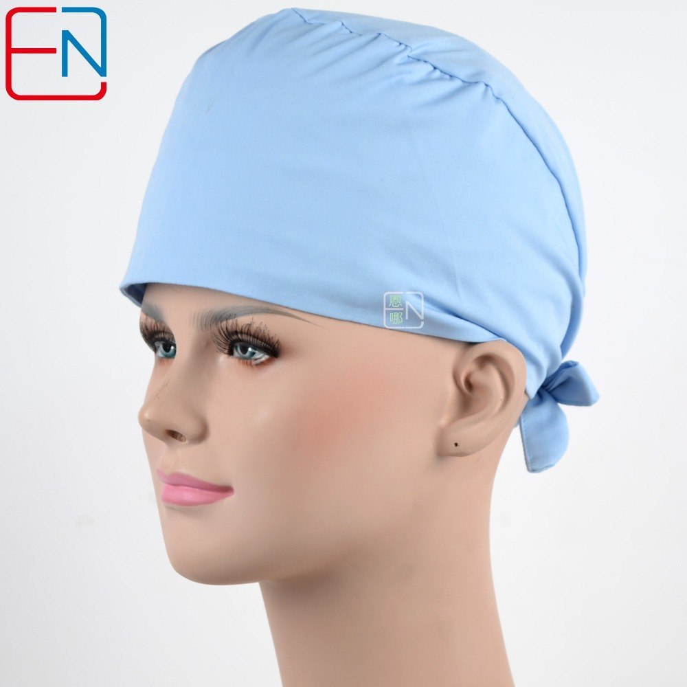 Hennar surgical caps for doctors and nurses caps,T/C scrub caps in light grey blue