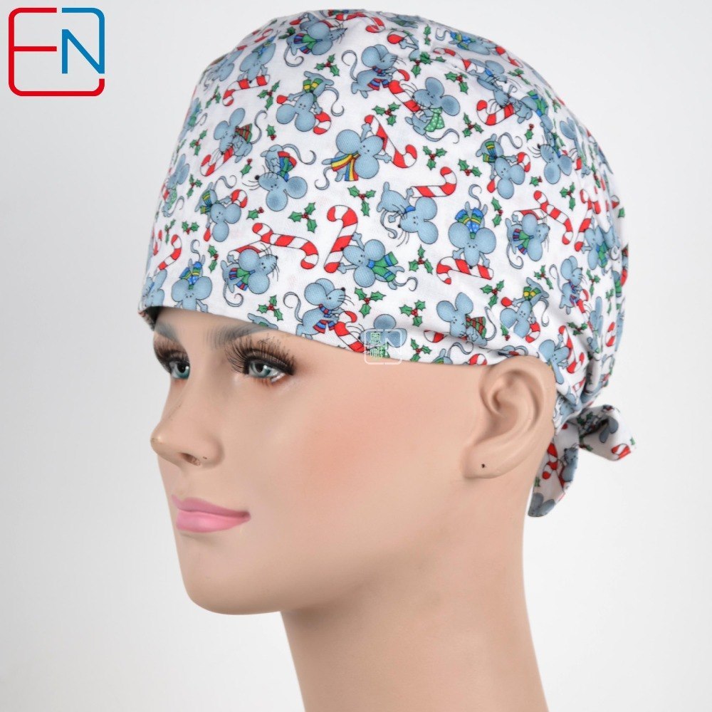 Christmas design Scrub Caps Mask  WOMEN Surgical Caps Masks little rat design