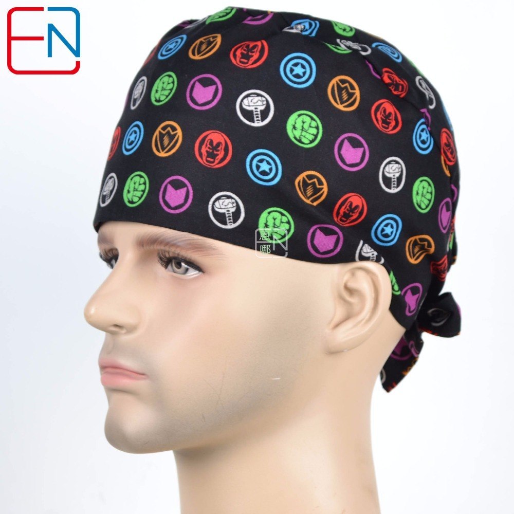 Factory Sales directly big sales medical scrubs in different patterns ,surgical caps 3 sizes scrub caps tierenheji
