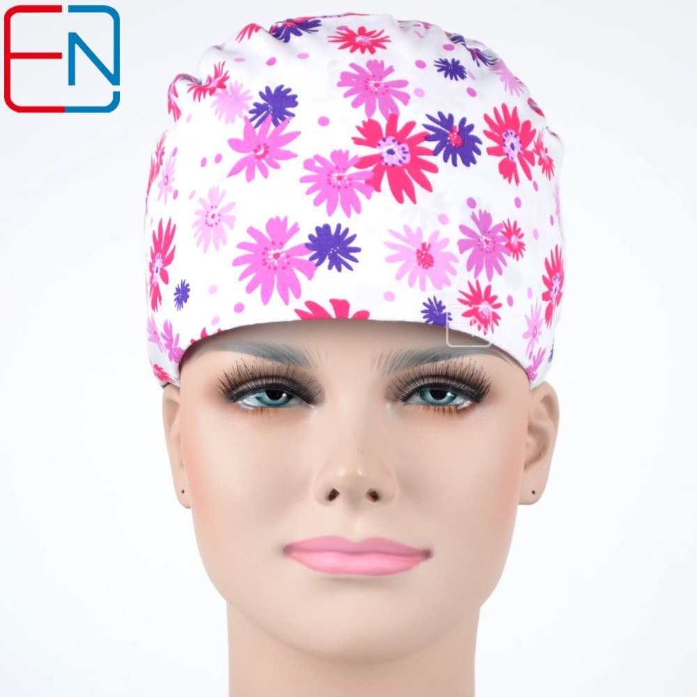 Factory Sales directly big sales medical scrubs in different patterns ,surgical caps storage clearace sale 3 sizes scrub caps 
