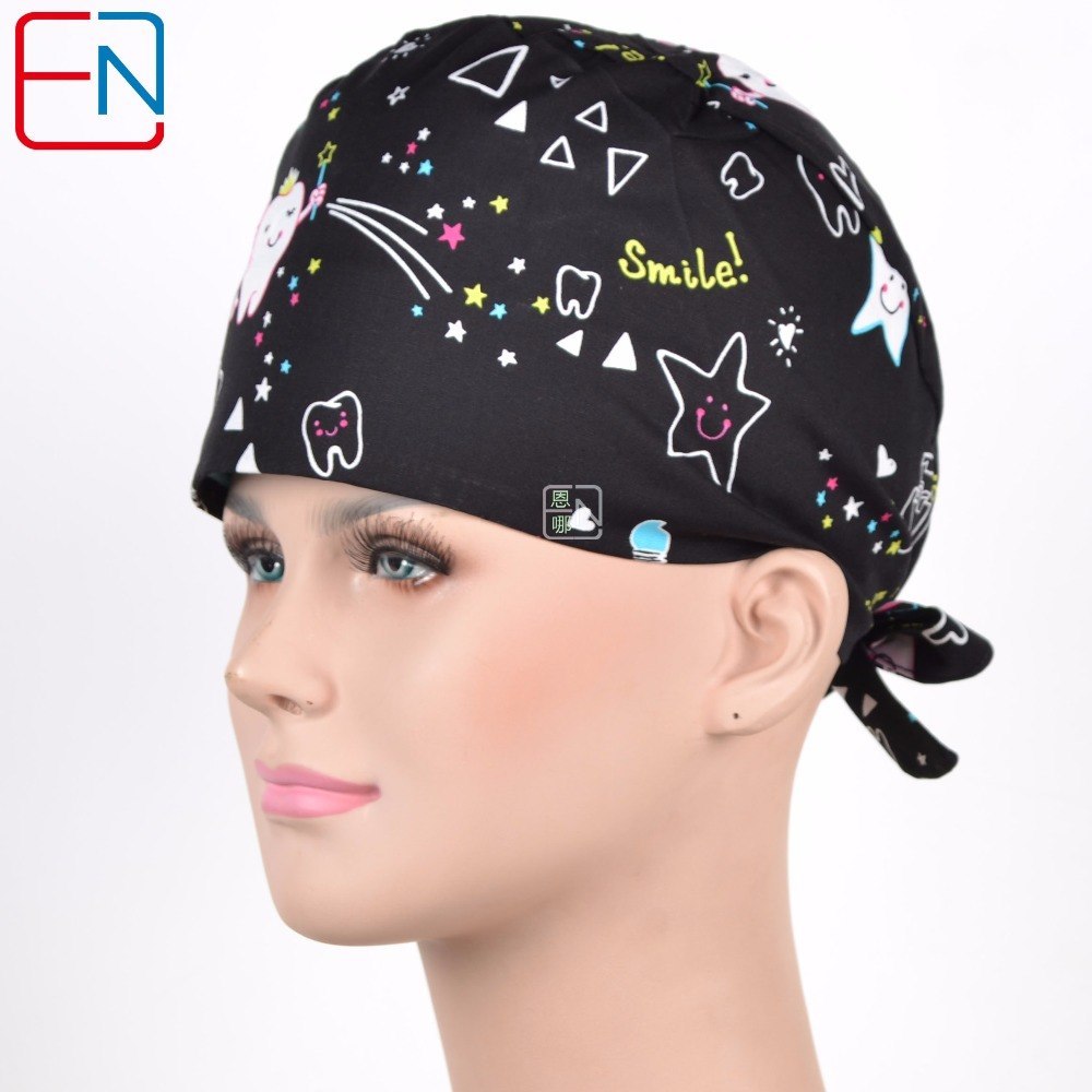Factory Sales directly big sales medical scrubs in different patterns ,surgical caps 3 sizes scrub caps Mei ya shizhe