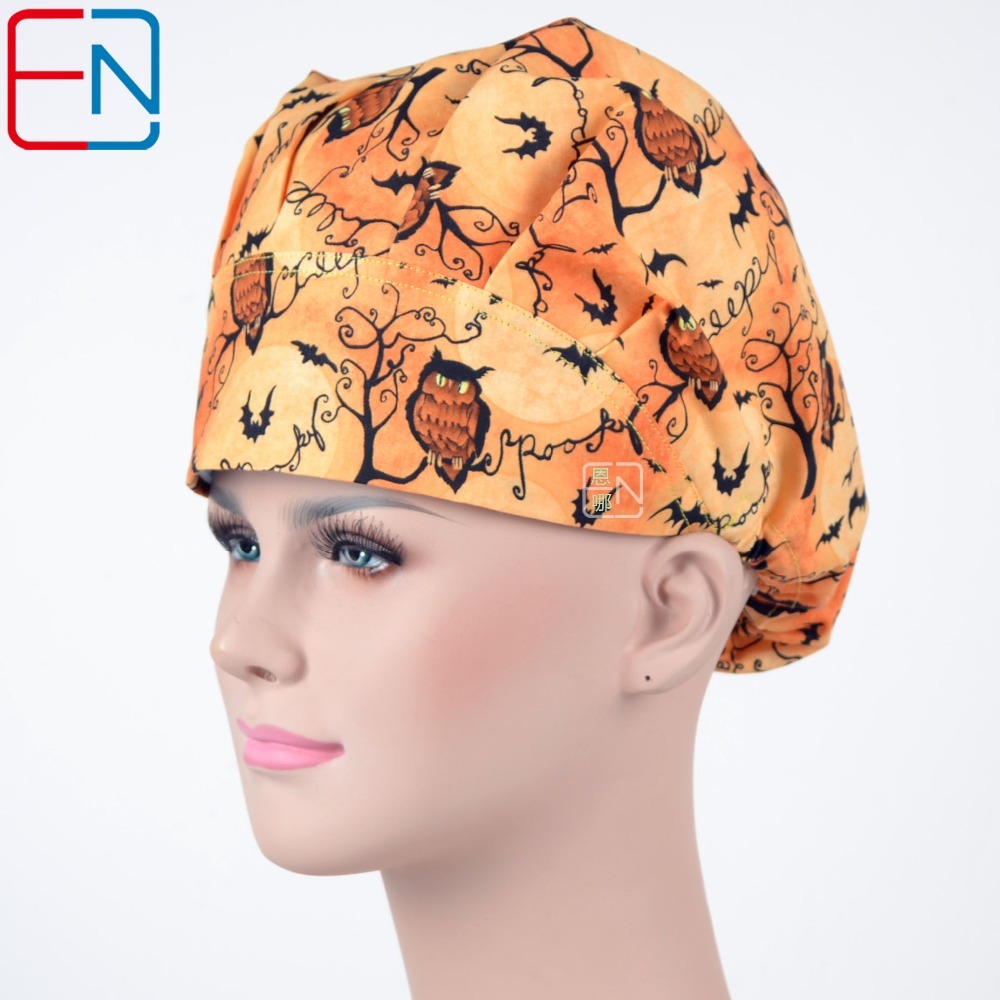Promotion  Surgical bouffant caps for women with pattern 100% cotton materials