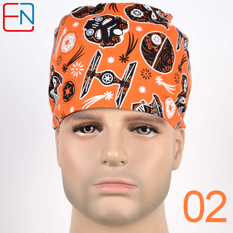 New Surgical Caps Medical Newly Surgical Scrub Caps Mask For Men Women With Sweatband 100% Cotton Medical Caps Printed Unisex