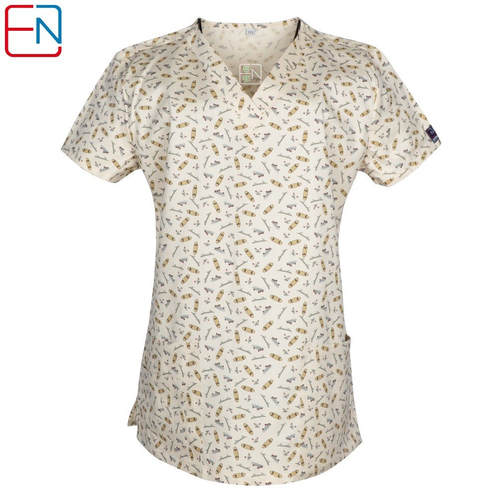NEW Hennar women scrub top with V neck 100% cotton surgical scrubs top limited surgical scrub tops