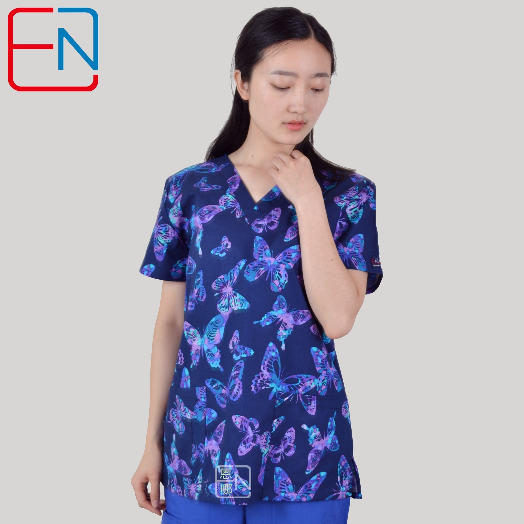 Hennar Women Scrub Tops Clothes Medical Uniforms Scrub Tops Medical Scrub Print Short Sleeve Surgical Doctors Dental Nurse Tops