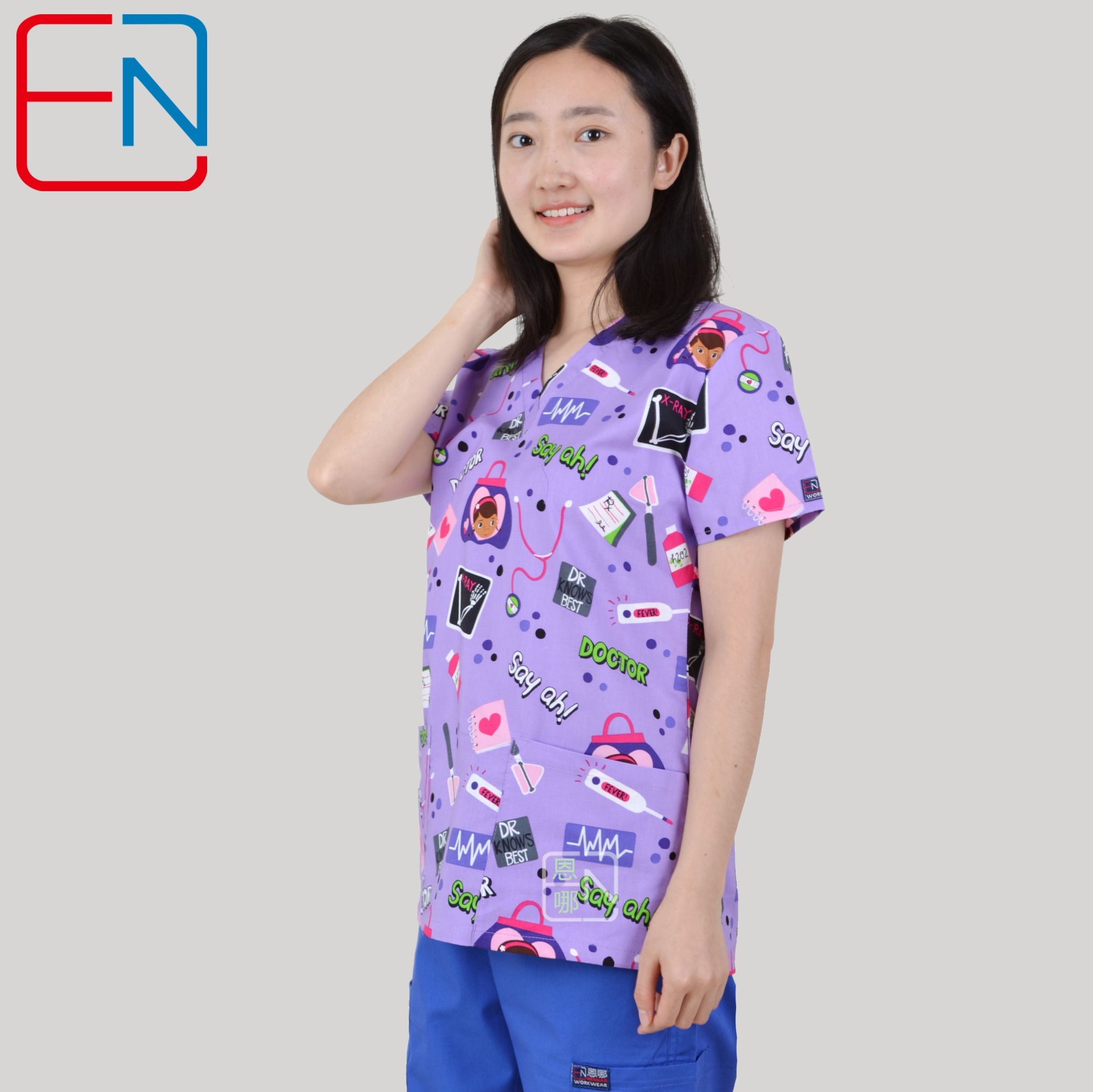 Hennar Women medical scrub tops in 100% cotton scrubs,women scrub tops,women medical uniforms